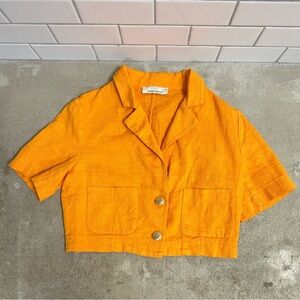 Rinascimento Orange Cropped Short Sleeve Blazer